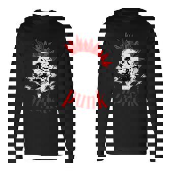 Skull Punks Tyle Punk Britannique Mohawk Manche Longue T-shirt à manches longues - Cadeauxyz