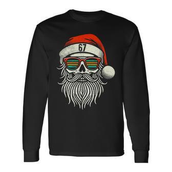 Skull Santa Christmas Meme Six Seven Xmas Skeleton Long Sleeve T-Shirt - Thegiftio UK