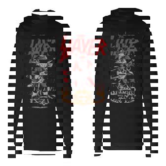 Slayer Santa Heavy Rock And Roll Christmas Music Long Sleeve T-Shirt - Monsterry