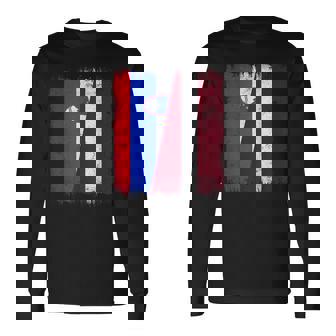 Slovenia Latvia Half Flag Slovenian Latvian Heritage Long Sleeve T-Shirt | Mazezy