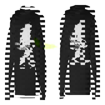 Snap Pea Bigfoot Holding Pod Vegetable Sasquatch Tank Top Long Sleeve T-Shirt - Monsterry