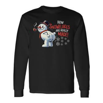 How Snowflakes Are Really Made Christmas Snowman Long Sleeve T-Shirt - Thegiftio UK