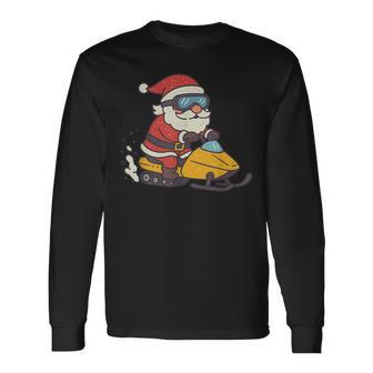 Snowmobile Christmas Vintage Santa Xmas Long Sleeve T-Shirt | Seseable UK