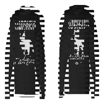 Snowshoeing Frenchie Mom Snowshoer Dog Lover Long Sleeve T-Shirt | Mazezy