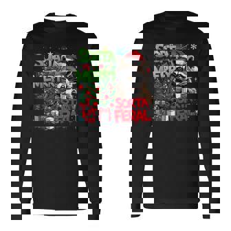 Sorta Merry Feral Raccoon Christmas Holiday Long Sleeve T-Shirt | Mazezy