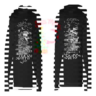 Sorta Merry Sorta Feral Raccoon Hot Cocoa Cup Christmas Tree Long Sleeve T-Shirt - Thegiftio