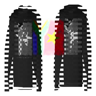 South Africa Vietnam Half Flag South African Vietnamese Long Sleeve T-Shirt | Mazezy