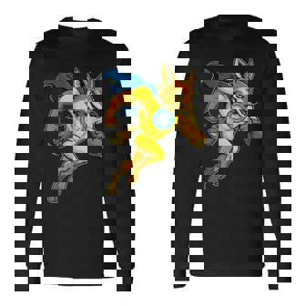 South Dakota Super Hero Coyote With Flag Cape Long Sleeve T-Shirt | Mazezy