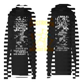 Soy Electricistai Bailoin Música Esqueleto Divertido Camiseta de manga larga - Regaloses