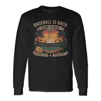 Spring Training Baseball Is Back 2026 Retro Stadium Sunset Long Sleeve T-Shirt - Thegiftio