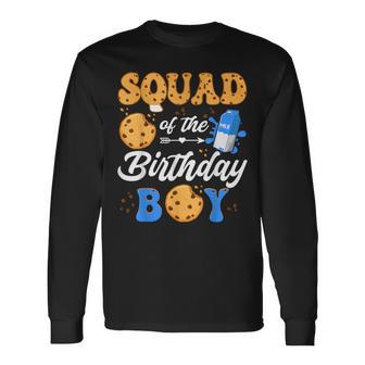 Squad Of The Birthday Boy Milk And Cookies 1St Birthday Long Sleeve T-Shirt - Thegiftio UK