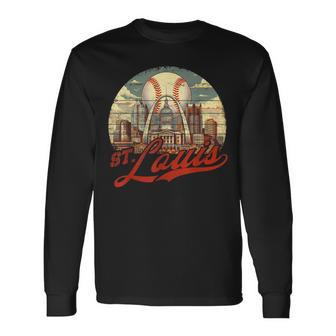 St Louis Retro Baseball Lover Met At Game Day Long Sleeve T-Shirt - Thegiftio UK