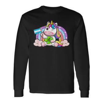 St Patricks Day Unicorn Honduras Honduran Flag Day Long Sleeve T-Shirt | Mazezy