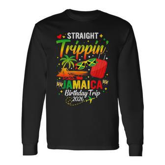 Straight Trippin' Jamaica Vacation 2026 Birthday Family Trip Long Sleeve T-Shirt - Thegiftio UK