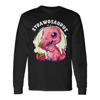 Strawberry Dinosaur Cute Dinosaur Strawberry Fruit T-Rex Long Sleeve T-Shirt - Thegiftio UK