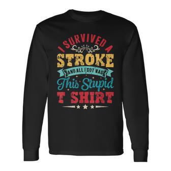 Stroke Survivor Recovery Retro Awareness Long Sleeve T-Shirt - Thegiftio UK