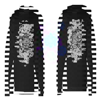 Succulent Cactus Lover Watercolor Pastel Garden Aesthetic Long Sleeve T-Shirt | Mazezy