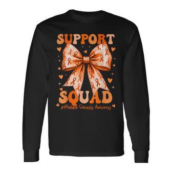 Support Squad Orange Ribbon Multiple Sclerosis Awareness Ms Long Sleeve T-Shirt - Thegiftio UK