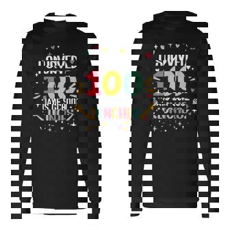 I Survived 100 Days Of School Lunches 100th Day Cafeteria Long Sleeve T-Shirt | Mazezy