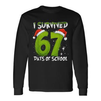 I Survived 67 Days Of School Christmas Candy Cane Six Seven Long Sleeve T-Shirt - Thegiftio UK