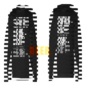 Swim Bike Run スイム バイク ラン ビール トライアスロン トライアスロン スポーツ メンズ レディース 長袖Tシャツ - Kawaiitshirt