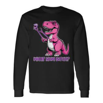 T-Rex Dinosaur What Now BiTch Tyrannosaurus Rex T Long Sleeve T-Shirt - Thegiftio UK