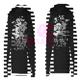 Tackle Breast Cancer Awareness Pink Ribbon American Football Long Sleeve T-Shirt | Mazezy