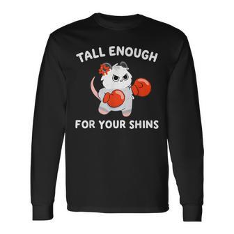 Tall Enough For Your Shins Boxing Cat Long Sleeve T-Shirt - Thegiftio UK