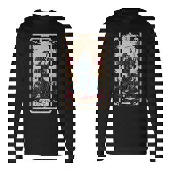 Tarot Card Grim Reaper Deadlifts Workout Gym Occult Reader Long Sleeve T-Shirt - Thegiftio