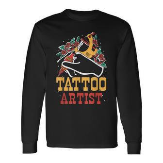 Tatoueur Emploi Encre Tatouages L'art Tatoueur T-shirt à manches longues - Cadeauxyz
