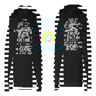 Teacher Of All Things Rainbow Pencil Apple Back To School Long Sleeve T-Shirt | Mazezy