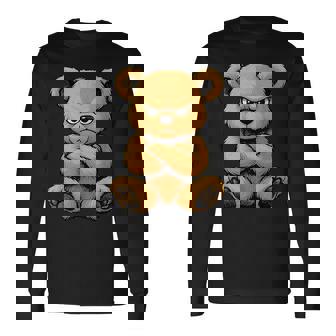 Teddy Bear Angry Teddy Bear Lover Graphic Humor Long Sleeve T-Shirt - Thegiftio