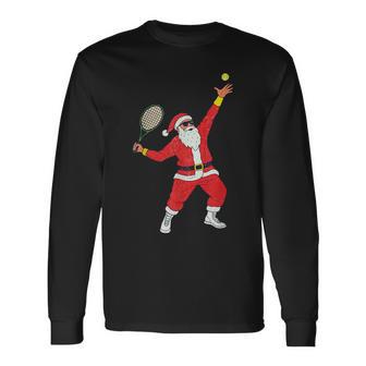 Tennis Christmas Vintage Santa Xmas Long Sleeve T-Shirt - Thegiftio UK
