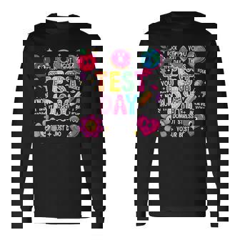 Test Day Rock The Test Testing Day Motivational Teacher Kids Long Sleeve T-Shirt | Mazezy