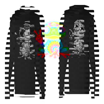 Tie-Dye Frog Peace Sign Hippie Long Sleeve T-Shirt | Mazezy