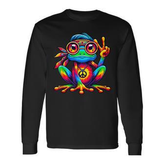 Tie-Dye Hippie Frog Peace Sign 70S Party & 60S Costume Long Sleeve T-Shirt - Thegiftio UK
