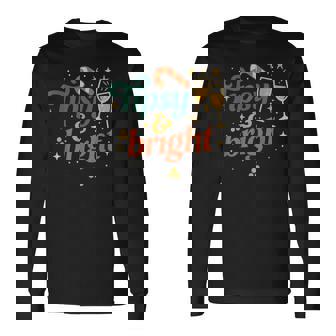 Tipsy And Bright Christmas Champagne Holiday Party Long Sleeve T-Shirt | Seseable CA