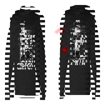 Tis But Acratch 面白い 中世の戦士 ユーモア 騎士 長袖Tシャツ - Kawaiitshirt