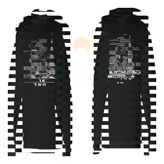 Tokyokyline Japon Monuments Du Mont Fujiouvenir De La Tour De Tokyo T-shirt à manches longues - Cadeauxyz