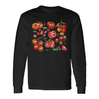 Tomato Season Vegetable Gardener Tomatoes Watercolor Summer Long Sleeve T-Shirt - Monsterry
