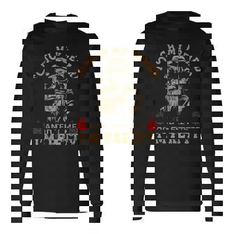 Touch My Beard And Tell Me I'm Pretty Monkey Long Sleeve T-Shirt | Seseable FR