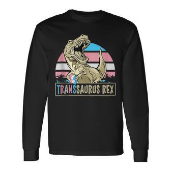 Transsaurus Trex Dinosaur LGBTQIA Ally Bisexual Pride Month Tank Top Long Sleeve T-Shirt | Mazezy
