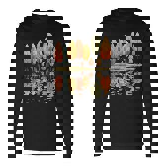 Tree Reflection Vintage Wildlife Nature Retro Forest Outdoor Long Sleeve T-Shirt | Mazezy