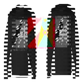 Trinidad And Tobago Grenada Half Flag Long Sleeve T-Shirt | Mazezy