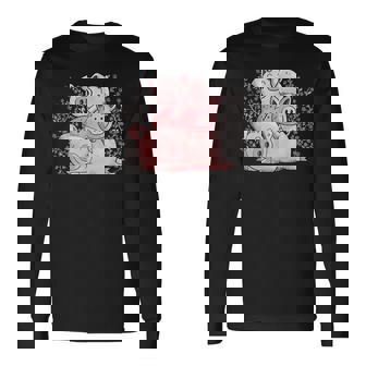 Trois Cochons Mignons Avec Des Fleurs T-shirt à manches longues - Cadeauxyz