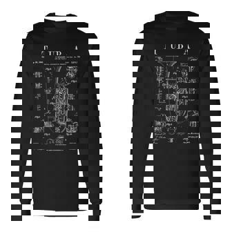 Tuba ビンテージ 特許 チュービスト 図面 プリント 長袖Tシャツ - Kawaiitshirt