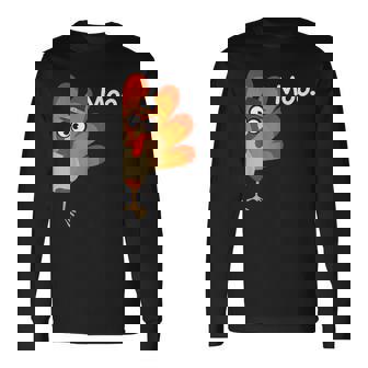 Turkey Moo Cow Thanksgiving Long Sleeve T-Shirt | Mazezy