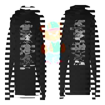 Turkmen Flag Teddy Bear Turkmenistan Hip Hop Long Sleeve T-Shirt | Mazezy