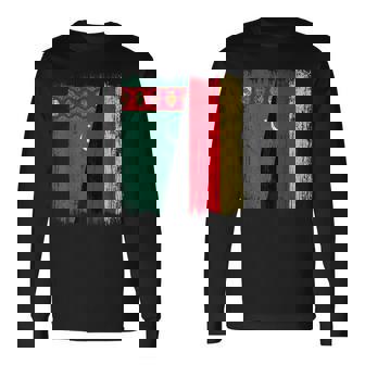 Turkmenistan Germany Half Flag Turkmen German Heritage Long Sleeve T-Shirt | Mazezy