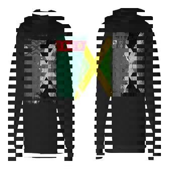 Turkmenistan Jamaica Half Flag Turkmen Jamaican Heritage Long Sleeve T-Shirt | Mazezy